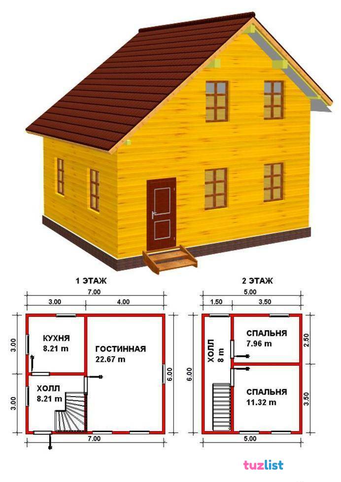 Проект каркасного дома двухэтажного 6 на 6