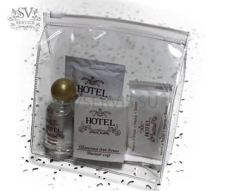 Фото Прозрачная косметичка из ПВХ пленки для гостиниц, саун