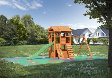 Фото Детская деревянная игровая площадка для дачи "Крепость 3"