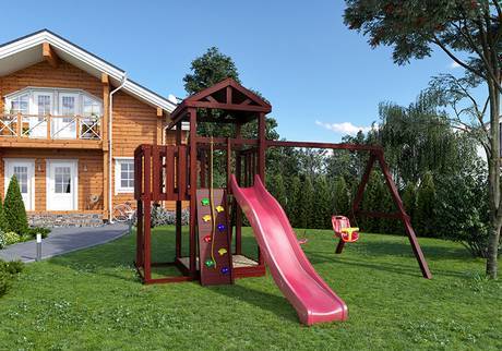Фото Детская площадка для дачи "Башня Фани с балконом и сеткой"