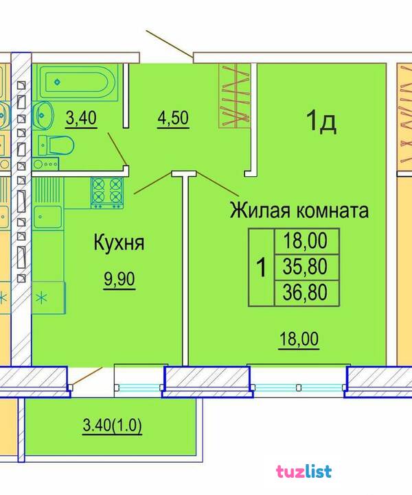 Фото Однокомнатная в малоэтажном ЖК Краснодар