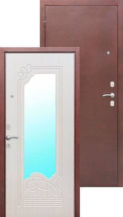 Фото Дверь с зеркалом входная Ампир Беленый дуб Россия