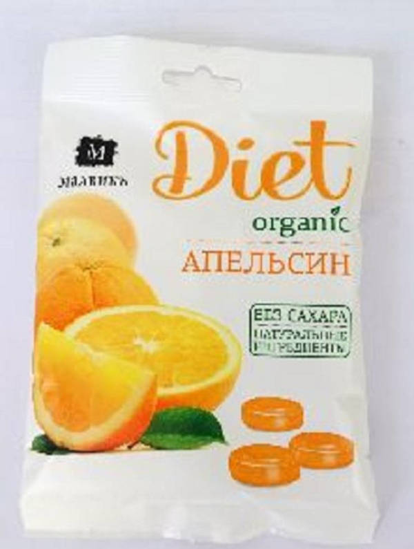 Фото Карамель леденцовая на изомальте "апельсин" "diet" 50 г