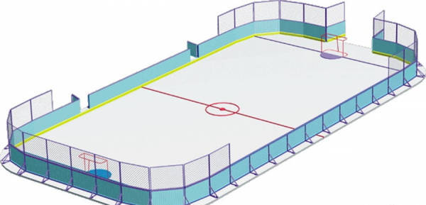 Фото Корт хоккейный 30х15 с радиусом закругления R= 3,5