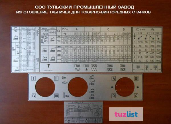 Фото Таблички ( шильдики ) для токарных станков 1К62, 16В20.