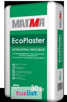 Фото Штукатурка Магма EcoPlaster МР 30кг белая,толщина от 5-30мм