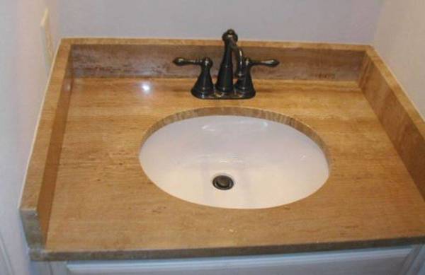 Фото Столешница для ванной, гостиной коричневый травертин