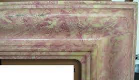 Фото Портал угловой, фронтальный, электрокамин розовый мрамор