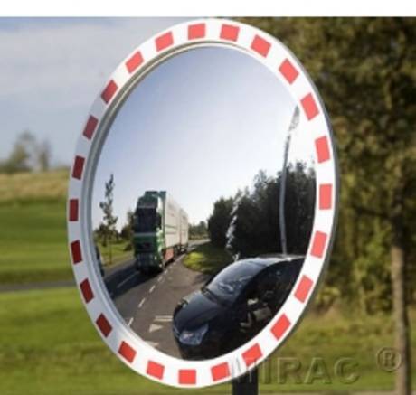 Фото Зеркало дорожное со световозвращающей окантовкой круглое