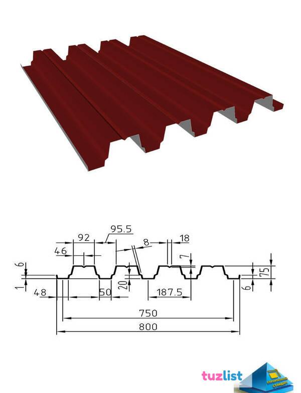 Фото Профнастил Н75 750/800 оцинкованный, окрашенный