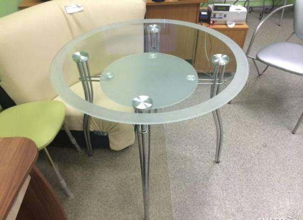 Фото Стеклянный круглый стол с окантовкой, рис. N1