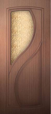 Фото Дверь межкомнатная Леди 2 со стеклом Шпон Файнлайн Орех