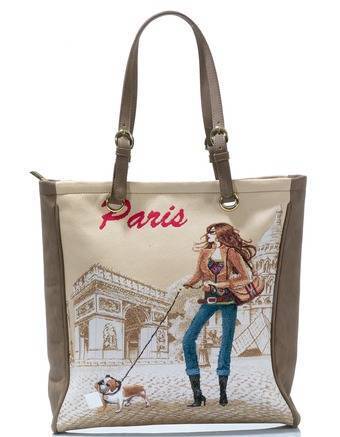 Фото Женская сумка из гобелена со стразами "Париж"