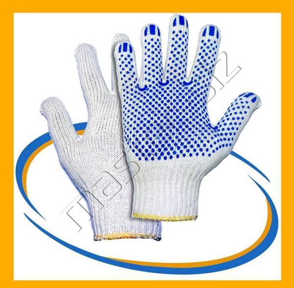 Фото Трикотажные перчатки с ПВХ покрытием 7,5 класс белые