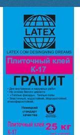 Фото Плиточный клей LATEX К-17 серый 25 кг
