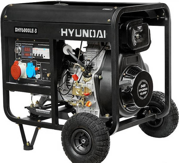 Фото Дизельный генератор Hyundai DHY 6000 LE-3 колеса (5 кВт)