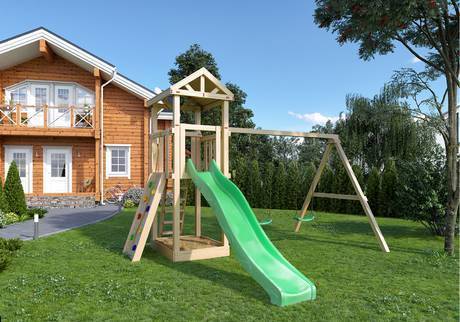 Фото Детская деревянная площадка для дачи "Башня Фани скалодром