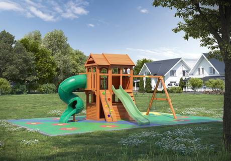 Фото Детская деревянная игровая площадка для дачи "Крепость 8"