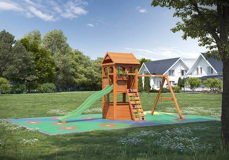 Фото Детская деревянная игровая площадка для дачи "Крепость"