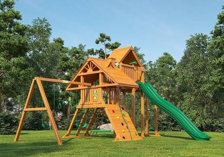 Фото Деревянная детская игровая площадка для дачи "ДворецDeluxe "