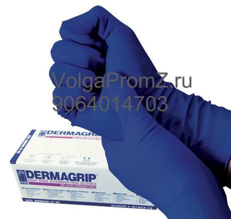 Фото Перчатки латексные резиновые Dermagrip High Risk