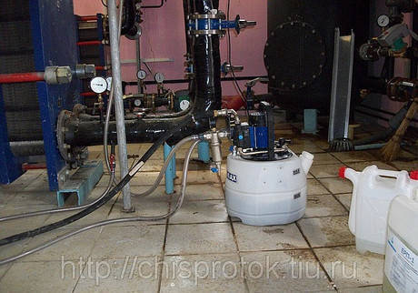 Фото Промывка химическая от накипи пластинчатого теплообменника.