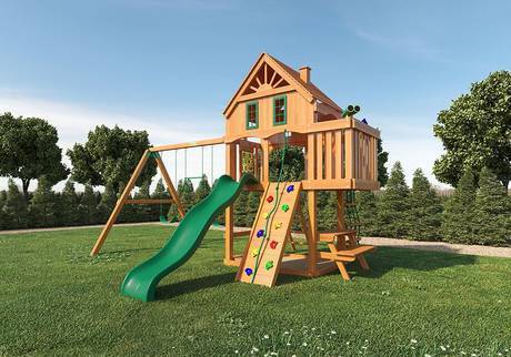 Фото Деревянная детская игровая площадка для дачи "Бастион" (Доми
