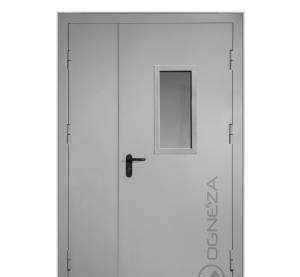 Фото Техническая дверь двупольная с остеклением