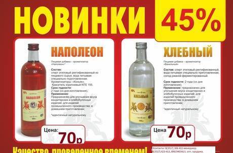Фото Пищевые добавки-ароматизаторы 45% "Наполеон","Хлебный" 500мл