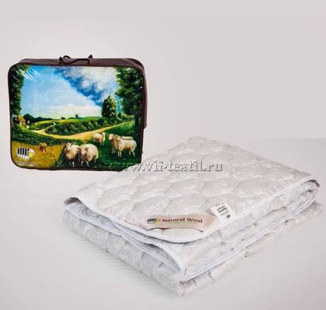 Фото Одеяло овечья шерсть 1.5сп, глос-сатин, 300 г/м2, облегченно
