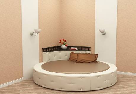 Фото Круглую кровать из кожи купить в Москве