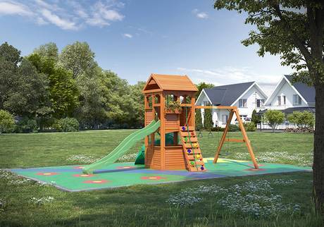 Фото Детская деревянная игровая площадка для дачи "Крепость 2"