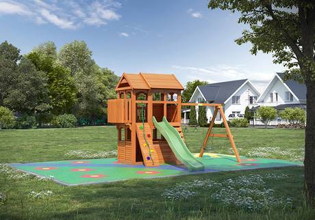 Фото Детская деревянная игровая площадка для дачи "Крепость 7"