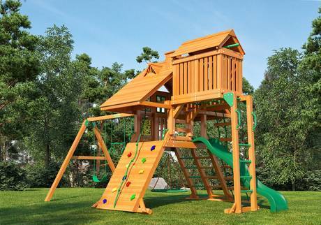 Фото Деревянная детская игровая площадка для дачи "Дворец Deluxe"