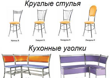 Фото Обеденные столы и стулья для кухни (хром)