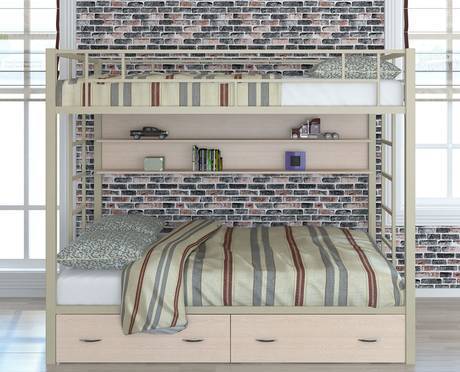 Фото Двухъярусная кровать Валенсия 120 твист с ящиками и полкой