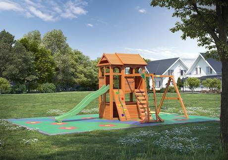 Фото Детская деревянная игровая площадка для дачи "Крепость 4"