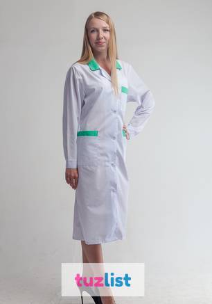 Фото Халат медицинский женский с отделкой (ткань тиси)
