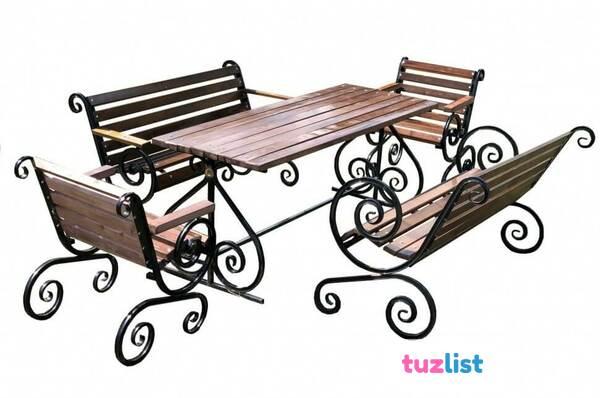 Фото Комплект садовой мебели «УЗОРНЫЙ» (скамейки, стол, кресло)  (2 м)