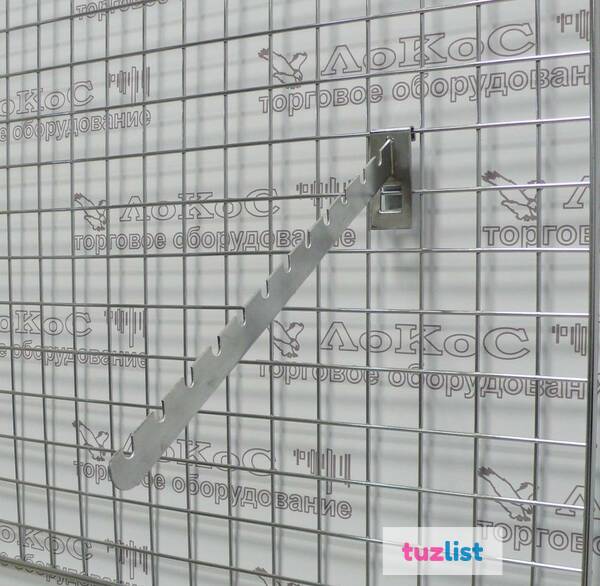 Фото Кронштейн на сетку наклонный с 12 выемками хром FG110