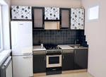 фото Кухня "Азалия" 240 см черно-белая