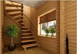 фото Лестница деревянная для дома и дачи на второй этаж ЛС-01