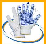 Фото №2 Трикотажные перчатки с ПВХ покрытием 7,5 класс белые