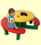 Фото №2 Пластиковый Стол с лавочками «Круглый» для детей